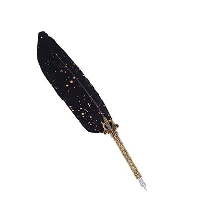 Mxzzand Juego de Pluma de Ave, Escritura Brillante, Patrón Exquisito, Pluma Grabada, Juego de Pluma para Negocios para Cumpleaños(Negro)
