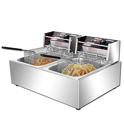 Freidora, freidora Comercial de 12 l, freidora eléctrica Francesa de encimera de Acero Inoxidable de Gran Capacidad con Cesta Doble, para cocinar dona características