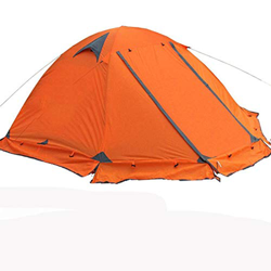 ¡Tienda de invierno con falda para la nieve! 2-3 personas Poste de aluminio Doble capa 2 puertas a prueba de viento Gran lluvia Tienda de campaña prof precio