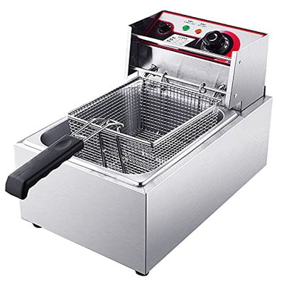 Freidora, freidora eléctrica Comercial de 8L, freidora eléctrica de Acero Inoxidable con Control de Temperatura de 60~200 ℃, para cocinar Alimentos y 