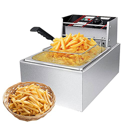 Freidora, freidora Comercial de Grasa Profunda de 6.3QT/6L, freidora eléctrica de Acero Inoxidable de 2500 W MAX con Control de Temperatura, freidora  en oferta