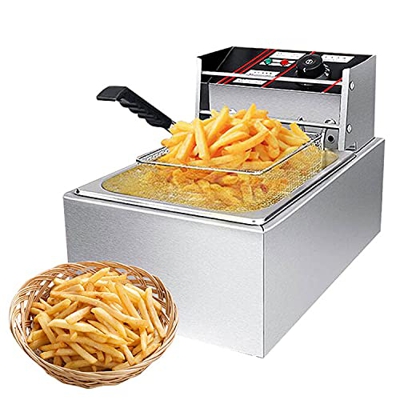 Freidora, freidora Comercial de Grasa Profunda de 6.3QT/6L, freidora eléctrica de Acero Inoxidable de 2500 W MAX con Control de Temperatura, freidora 
