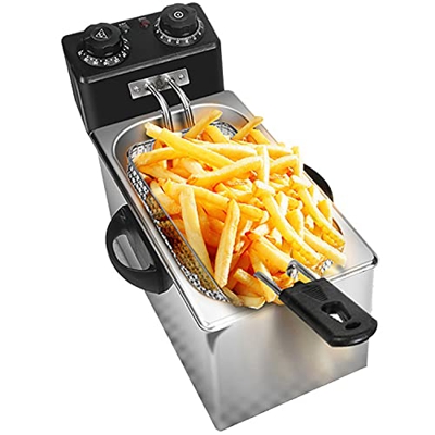 Freidora, freidora eléctrica de 4L, freidora de Grasa Profunda Antiadherente de Acero Inoxidable con función de Temporizador, freidora eléctrica para 