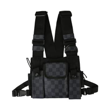 Chaleco de Pecho táctico, Radio walkie-Talkie Bolsillo en el Pecho Mochila Bolsa de Arnés Multifunción Universal Ajustable (Racing)