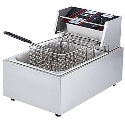 Freidora, freidora Comercial de 6L, freidora de Grasa de Acero Inoxidable para Servicio Pesado, freidora eléctrica de un Solo Tanque para Restaurante,