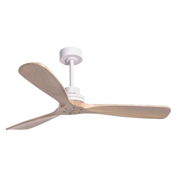 Ventilador de techo de madera natural, para exterior ip44, Nati, motor DC mando a distancia, sin luz, claro en oferta
