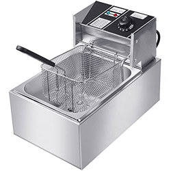 Freidora, freidora de Servicio Pesado de 2500 W, freidora eléctrica Comercial de Acero Inoxidable con encimera de 6 l con Cesta extraíble, para freír  precio