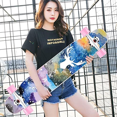 Xinduolei -Skateboard Scooter de Cuatro Ruedas Board de Arce Teen Brush Street Dance Board Profesional Skateboard Boy Girl Scooter (Color : I)