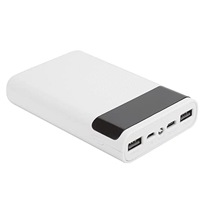 Power Bank, 4 x 18650 batería externa banco DIY instalación universal pequeño material ABS sin soldadura para cargar teléfonos móviles (blanco)