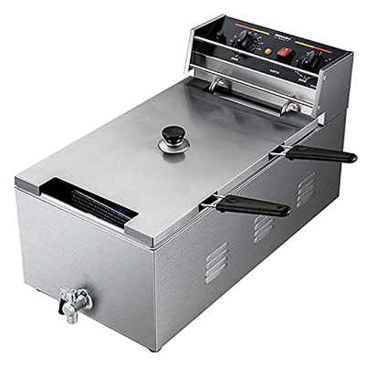 Freidora, freidora Comercial de 3000 W, freidora eléctrica de Acero Inoxidable Resistente de Gran Capacidad de 21 l, freidora eléctrica de encimera pa