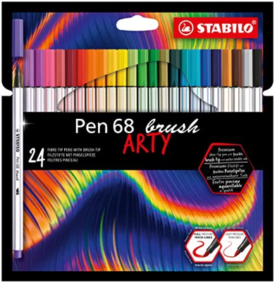 Rotulador punta de ppincel STABILO Pen 68 brush ARTY - Estuche con 24 colores