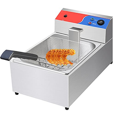 Freidora, freidora eléctrica de 13 l, función de Temporizador para freír freidora eléctrica Comercial de Acero Inoxidable con Control de Temperatura, 