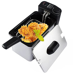Freidora, freidora eléctrica de 2,5 l, freidora Comercial de Acero Inoxidable Francesa, freidora de un Solo Tanque con Control de Temperatura Ajustabl en oferta