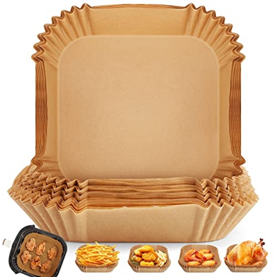 Air Fryer Papel de Horno 100 Piezas Cuadrado Papel Horno Freidora Aire Forma Redonda Air Fryer Paper Liner para Horno microondas Freidora Horneando(Ma