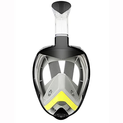 RobinEllis Máscaras de Esnórquel de Cara Completa Vista Panorámica Antivaho Antifugas Natación Snorkel Scuba Máscara de Buceo Subacuático,Black,S/M