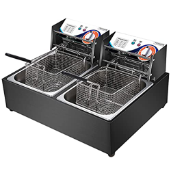 Freidora, freidora Comercial de 12 l, freidora eléctrica de Doble Cesta de Acero Inoxidable con Control de Temperatura Ajustable, para Restaurante, ho características