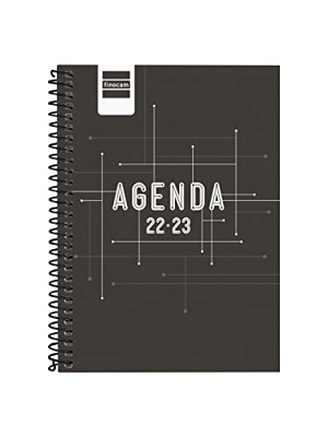 Finocam - Agenda 2022 2023 Cool Semana Vista Horizontal Septiembre 2022 - Junio 2023 (curso lectivo) + Julio y Agosto resumidos Negro Español