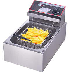 Freidora Profunda, freidora Profunda de un Solo Tanque de 10 l, 50~200 ℃ Control de Temperatura Ajustable Freidora Francesa de Acero Inoxidable, para  precio