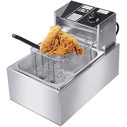 Freidora, freidora eléctrica de Acero Inoxidable de 6 l, Control de Temperatura Ajustable, freidora Comercial de Servicio Pesado con Cesta, para Resta características