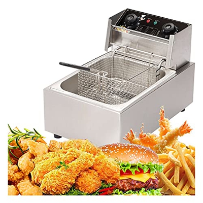 Freidora, freidora eléctrica Comercial de 2500 W, freidora de Cocina de Acero Inoxidable de Gran Capacidad de 10 l con Cesta, freidoras eléctricas de 
