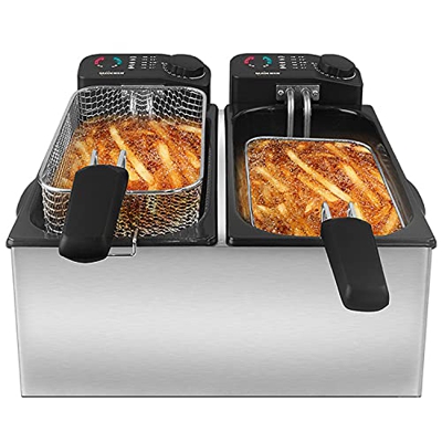 Freidora, freidora eléctrica de 7L, freidora Comercial de virutas de Acero Inoxidable, freidora Profunda con Control de Temperatura de 130-190 ℃, para