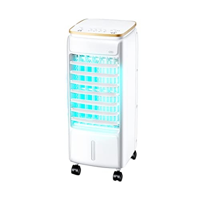 LANGTAOSHA Ventilador de Aire acondicionador portátil evaporativo con Control Remoto Potente Tanque Digital 5L y configuración 3 Velocidad 90 ° Funció