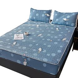 FMOPQ Juego de Tres Piezas de colchón de látex Colchoneta de Seda de Hielo Colchón de colchoneta de Paja de Verano Lavable Hogar Individual y Doble (C precio