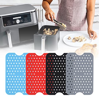 Revestimientos de freidora de silicona reutilizables de 4 piezas, accesorios para freidora Revestimientos de freidora de cocina de alta resistencia al