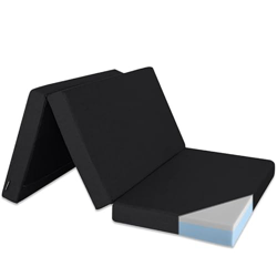 Ventadecolchones - Colchón Plegable con Viscoelástica con Cierre y Asa 135 x 190 x 10 cm con Espuma D25 extrafirme en Loneta Premium Negro para Furgon características