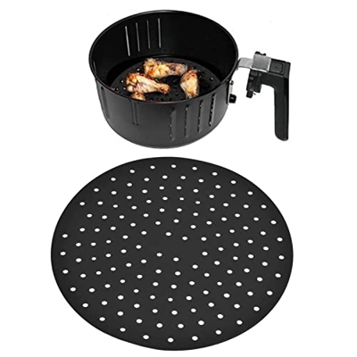 Revestimiento de freidora de aire reutilizable de 20 cm, revestimientos de freidora Antideslizante Redondo Cocina Freidora Estera Revestimiento de vap