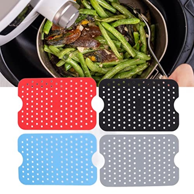 4 piezas de revestimientos de silicona reutilizables para freidora de aire, accesorio para freidora de aire de alta resistencia al calor, material de 