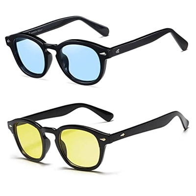 SHEEN KELLY 2Pairs Coloridas Hombre gafas de sol de moda retro Mujer gafas de verano redondo