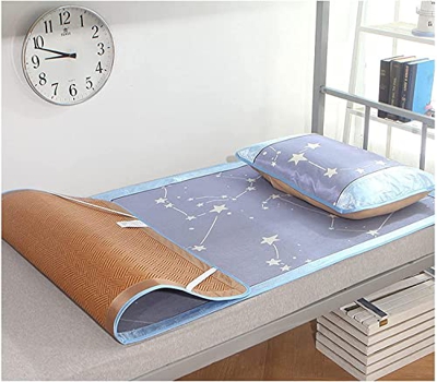 Colchoneta de Verano Catchón de seda de hielo de impresión de moda, alfombrilla for dormir de verano de doble uso de doble uso con funda de almohada 0