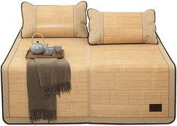 Colchoneta de Verano Mat de verano for dormir bambú bambú de tres piezas y doble lado de doble cara 1.5 m doble alfombrilla de 1.8 m asientos con aire características