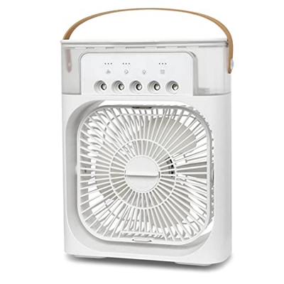 Ventilador de aire acondicionado portátil, ventilador de escritorio 3 en 1 con luz LED de 7 colores, enfriador de aire evaporativo de sincronización e