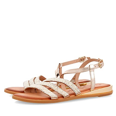 Sandalias doradas con abalorios para mujer GREIG