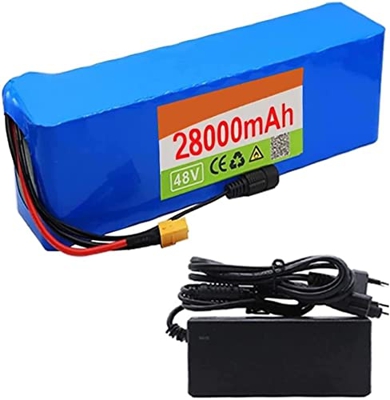 NYHKTY Batería De Bicicleta Paquete De Batería De Iones De Litio De 48V 28Ah 13S3P, Enchufe XT60,con Cargador Y BMS,para Scooter Eléctrico De Biciclet