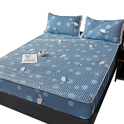 FMOPQ Colchoneta De Seda De Hielo De Tres Piezas Colchón Lavable De Paja De Verano Hogar Individual Y Doble (Size : 1.2 m Bed) (1.8 m Bed)