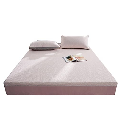 FMOPQ Summer Ice Silk Mat Bed Cover Colchón Suave de Tres Piezas de Color sólido con Aire Acondicionado (Color : Pink, Size : 1.8m) (Pink 1.8m)
