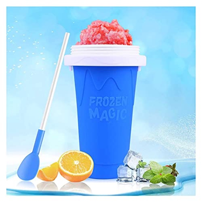 Yonatues Magic Slushy Maker Squeeze Cup Slushy Maker - Freeze Mug Milkshake Smoothie Mug,2 In 1 Straw and Spoon,Magic Quick Frozen Smoothies Cup, Port
