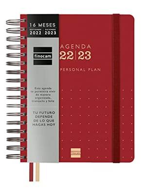 Finocam - Agenda 2022 2023 Tempus 16 meses Semana Vista Vertical Septiembre 2022 - Diciembre 2023 (16 meses) Rojo Español