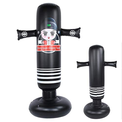 minifinker Saco de Boxeo de Presión, Saco de Boxeo Material Ligero de PVC de 1,6 Metros de para Gimnasio(Campeón de Central Plains Negro, 1,6 Metros)