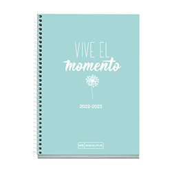 MIQUELRIUS - Agenda septiembre 2022 junio 2023 - Semana Vista - Tamaño Activa 11,7 x 17,4 cm - Bilingüe: español, inglés - School - Frase Azul precio