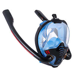 Eyccier Snorkeling Face Shield Full Full Tube Doble Scuba Silicona Cubierta de la Cara de Silicona Anti-Fog y Black Black Blue L XL Tamaño precio