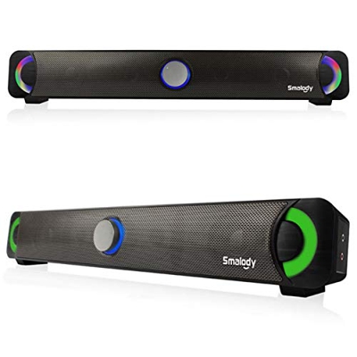 CUYUFIA Barra de sonido estéreo de alta fidelidad del altavoz de las multimedias con luz LED colorida