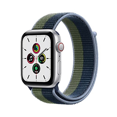 2021 Watch SE (GPS + Cellular) - Caja de Aluminio en Plata de 44 mm - Correa Loop Deportiva en Color Abismo/Verde Musgo