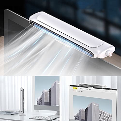2 En 1 Ventilador De Monitor De Escritorio Con Clip Y Soporte, Control De Velocidad Continuo, Ventilador De Pantalla Personal Sin Aspas USB, Rotación 