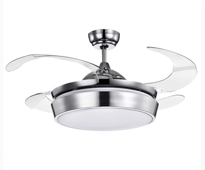 BEL AIR HOME - Ventilador de Techo Serie SIMUN con Motor DC y Aspas Desplegables con Luz Led 36W (3000K, 4000K, 6500K) Con Mando a Distancia Incluido 