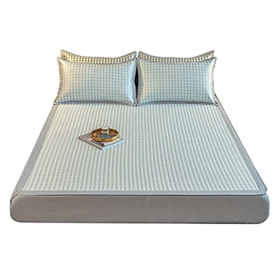 Colchoneta de Seda de Hielo de Tres Piezas, Colchoneta de Sábana de Verano, Lavable, Colchoneta Suave Plegable, Colchoneta de Aire Acondicionado de Ve