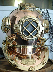 US Navy Copper Brass Buceadores Casco Sólido Pesado Modelo Mark V 18" P216 características